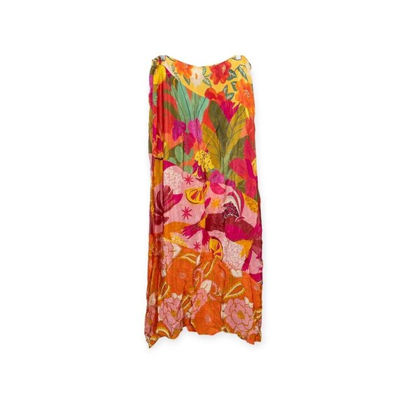 NWT Farm Rio X Anthropologie Tropical Floral Print Skirt SZ L Orange Florals - Picture 6 of 12